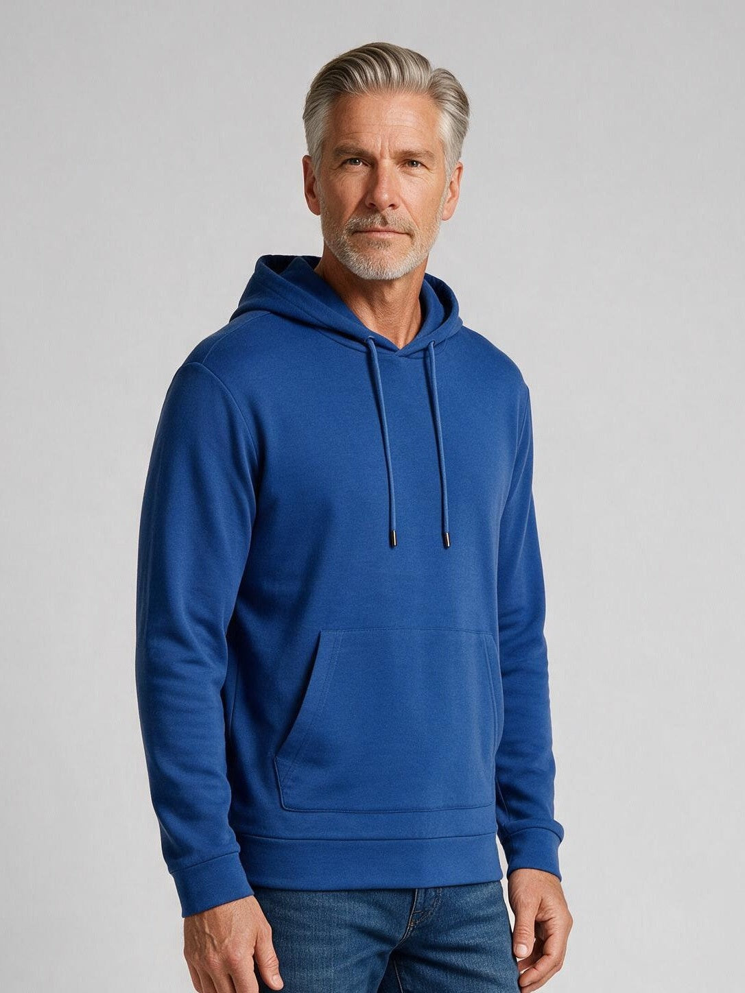 Bugatchi L/S Hoodie, Classic Blue, fabric detail | Mondo Uomo Naples FL