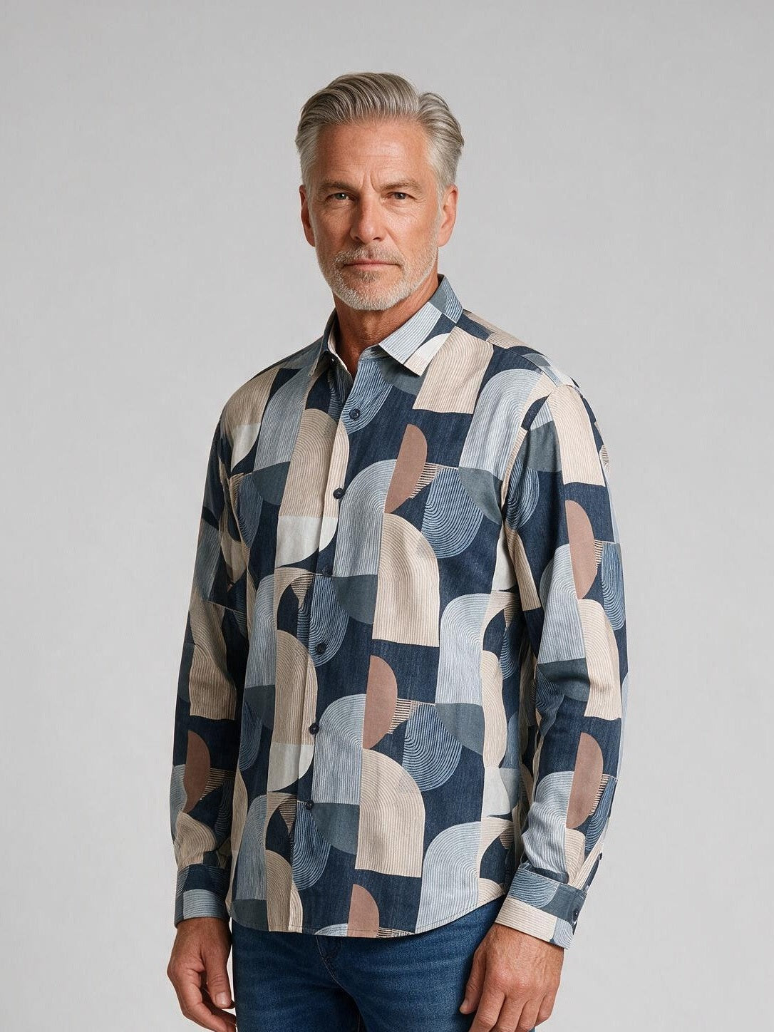 Bugatchi L/S Julian Shirt, Air Blue, detail | Mondo Uomo Naples FL