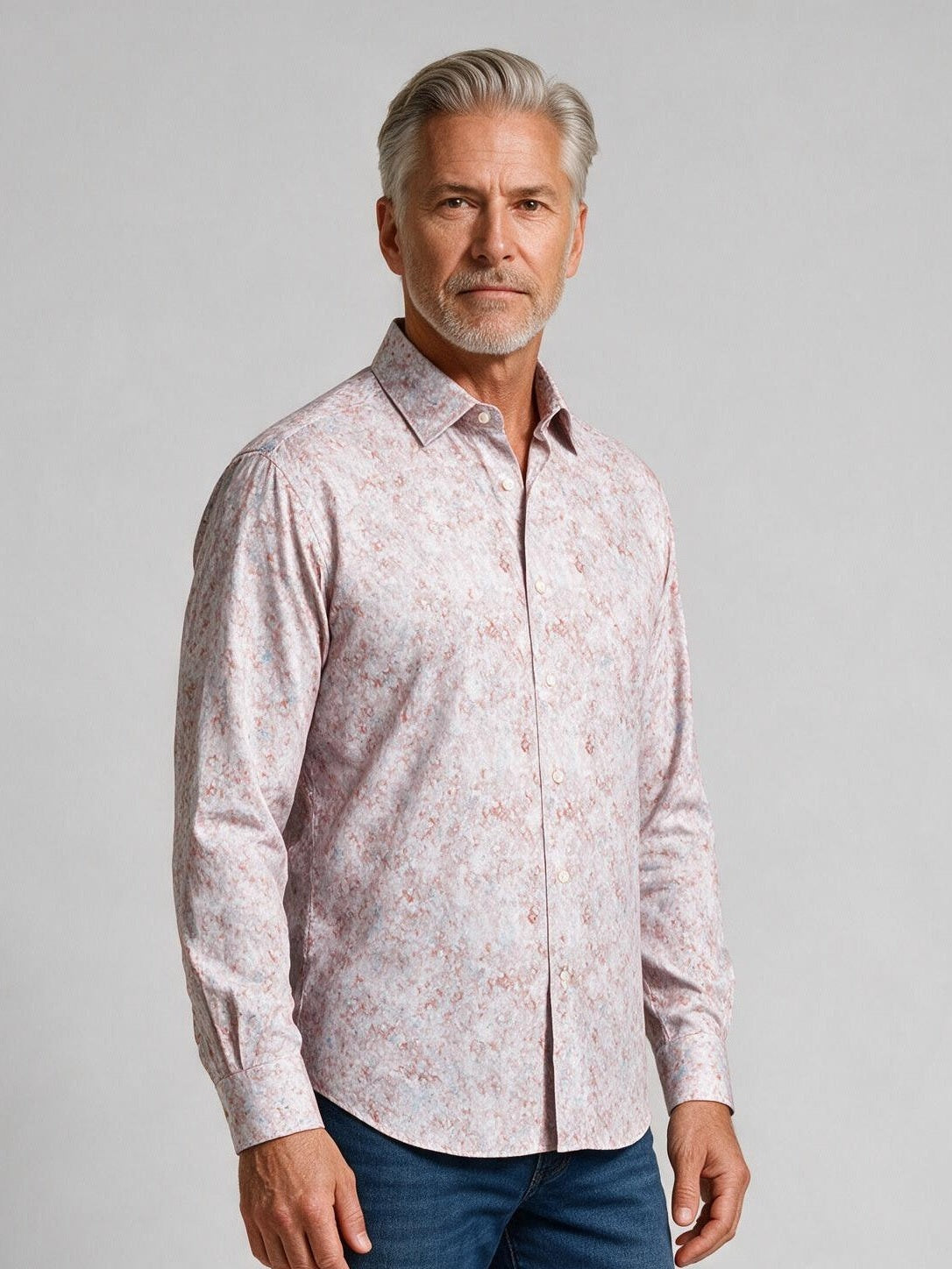 Bugatchi L/S Julian Shirt, Dusty Pink, detail | Mondo Uomo Naples FL
