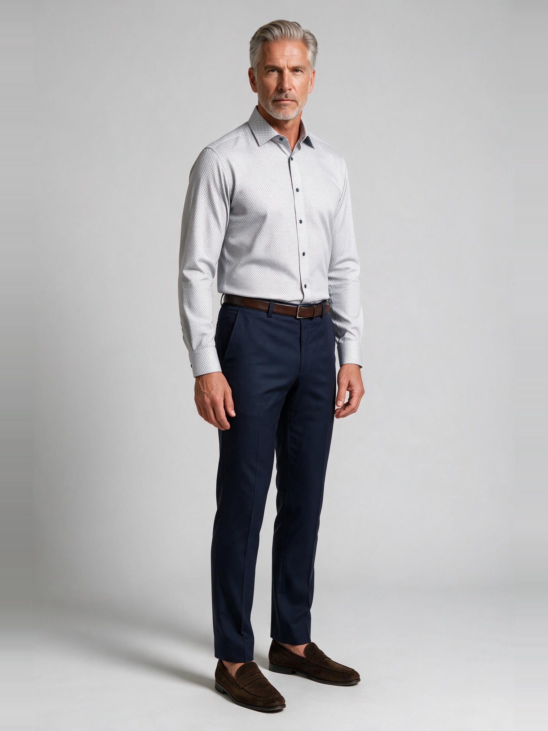 Bugatchi L/S Julian Shirt, Dusty Pink, worn with a dress trouser | Mondo Uomo Naples FL