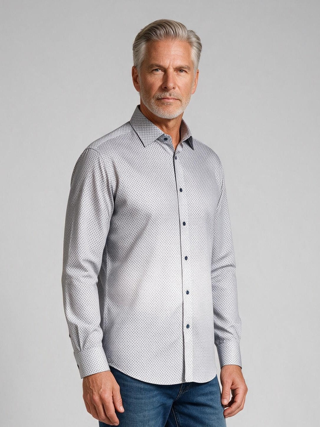 Bugatchi L/S Julian Shirt, Dusty Pink, detail | Mondo Uomo Naples FL