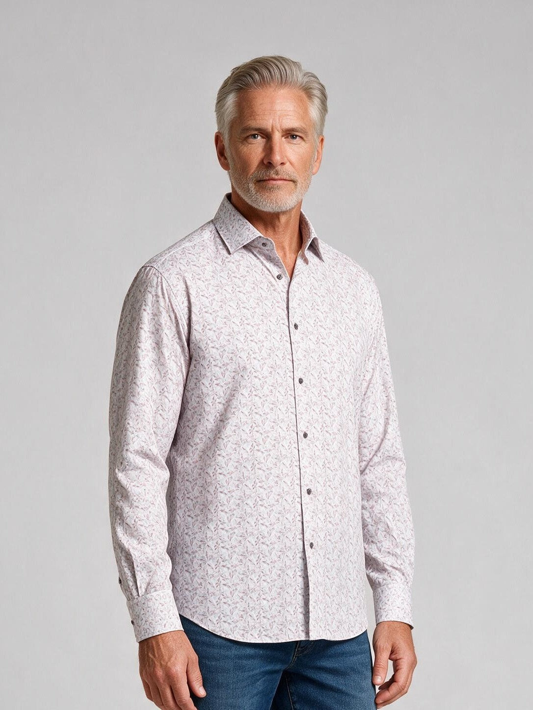 Bugatchi Ooohcotton L/S James Shirt, Dusty Pink, fabric detail | Mondo Uomo Naples FL