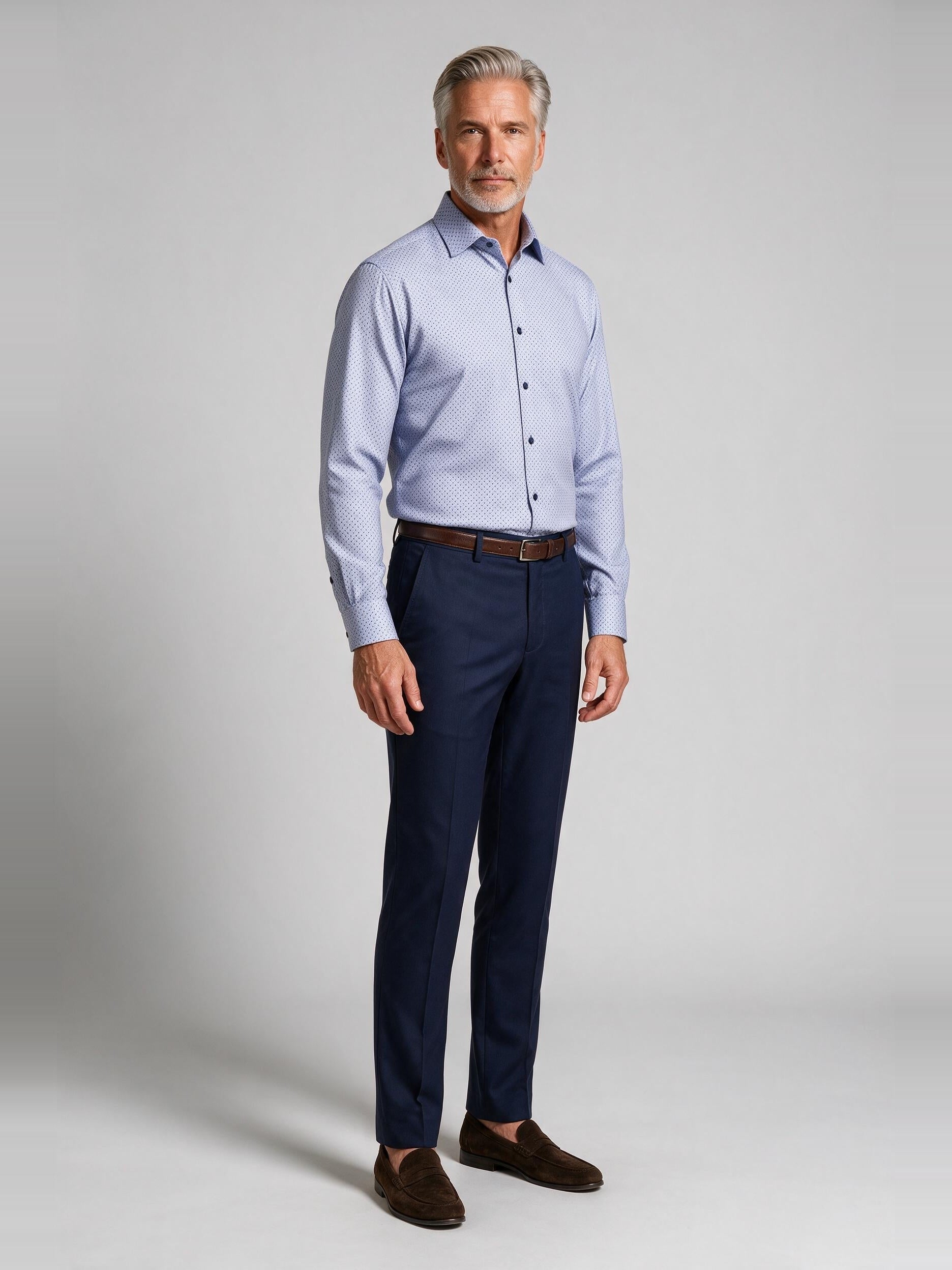 Bugatchi Ooohcotton L/S James Shirt, Orchid, worn with a dress trouser | Mondo Uomo Naples FL