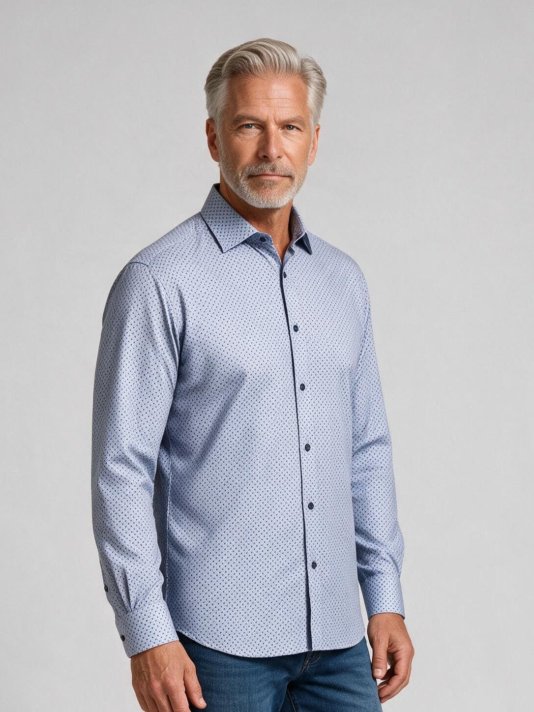 Bugatchi Ooohcotton L/S James Shirt, Orchid, detail | Mondo Uomo Naples FL