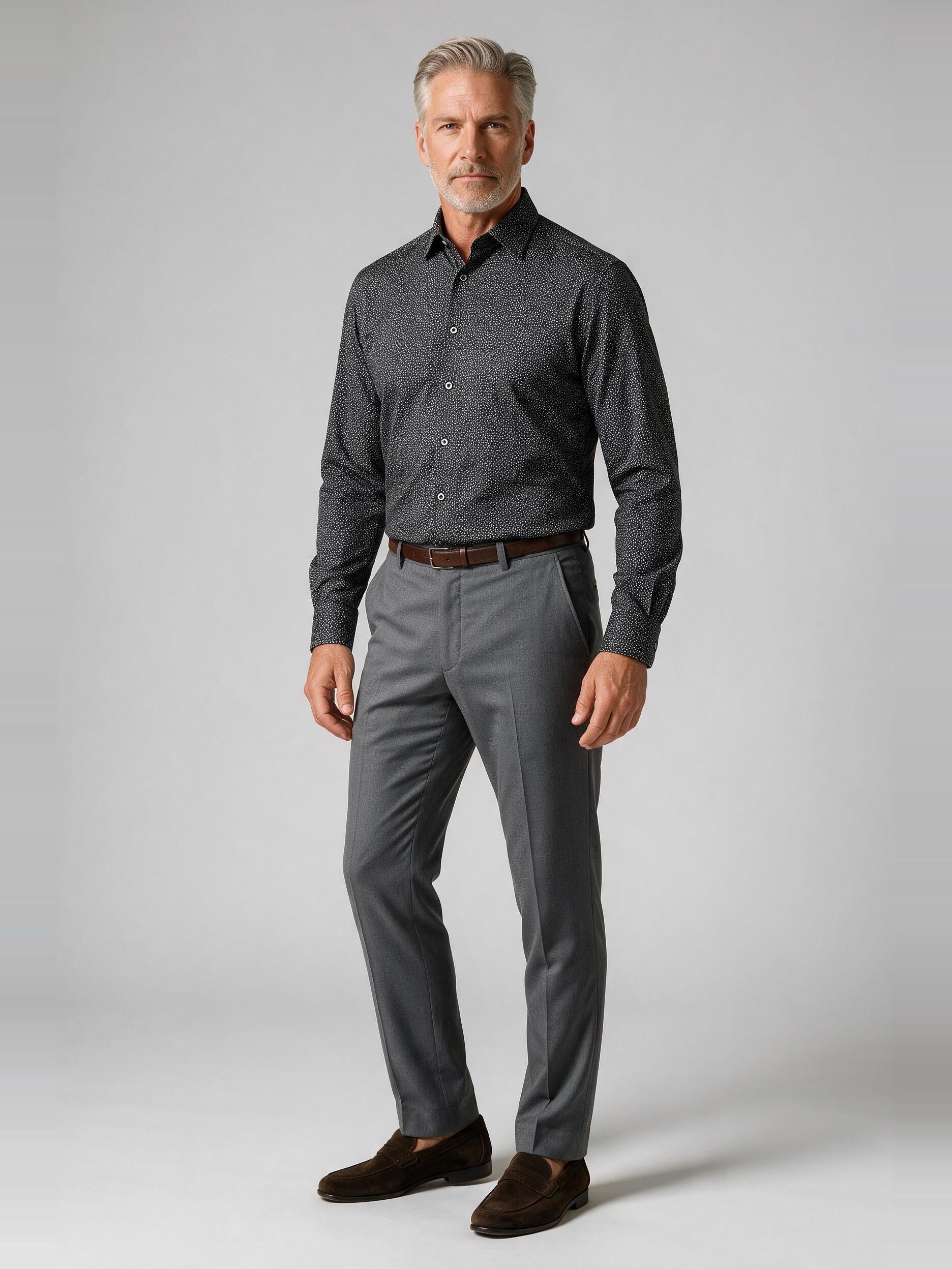 Bugatchi Ooohcotton L/S James Shirt, White, worn with a dress trouser | Mondo Uomo Naples FL