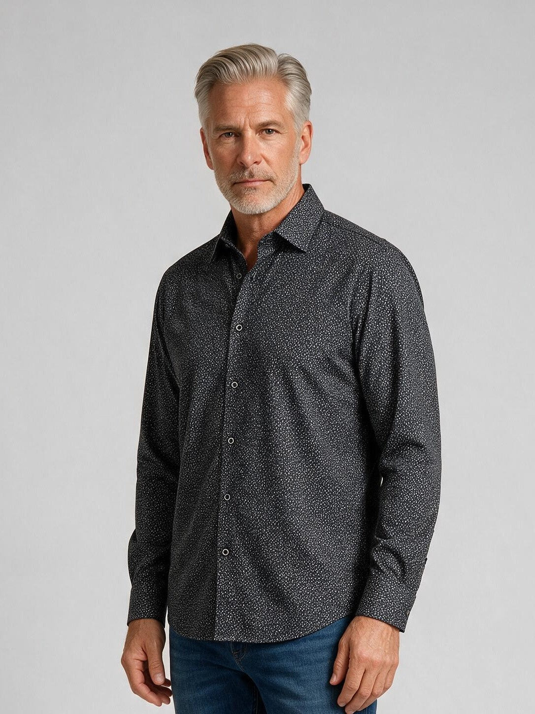Bugatchi Ooohcotton L/S James Shirt, White, detail | Mondo Uomo Naples FL