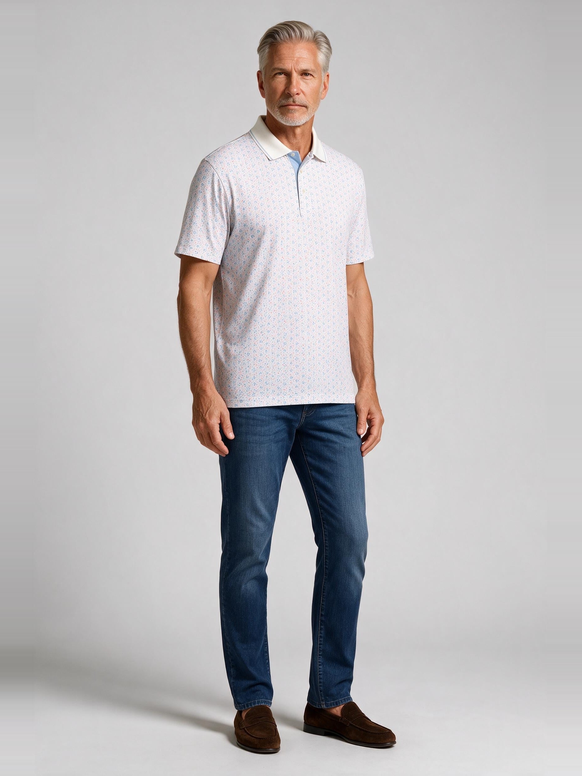 Bugatchi Ooohcotton S/S Vidal Polo, Air Blue | Mondo Uomo Naples FL