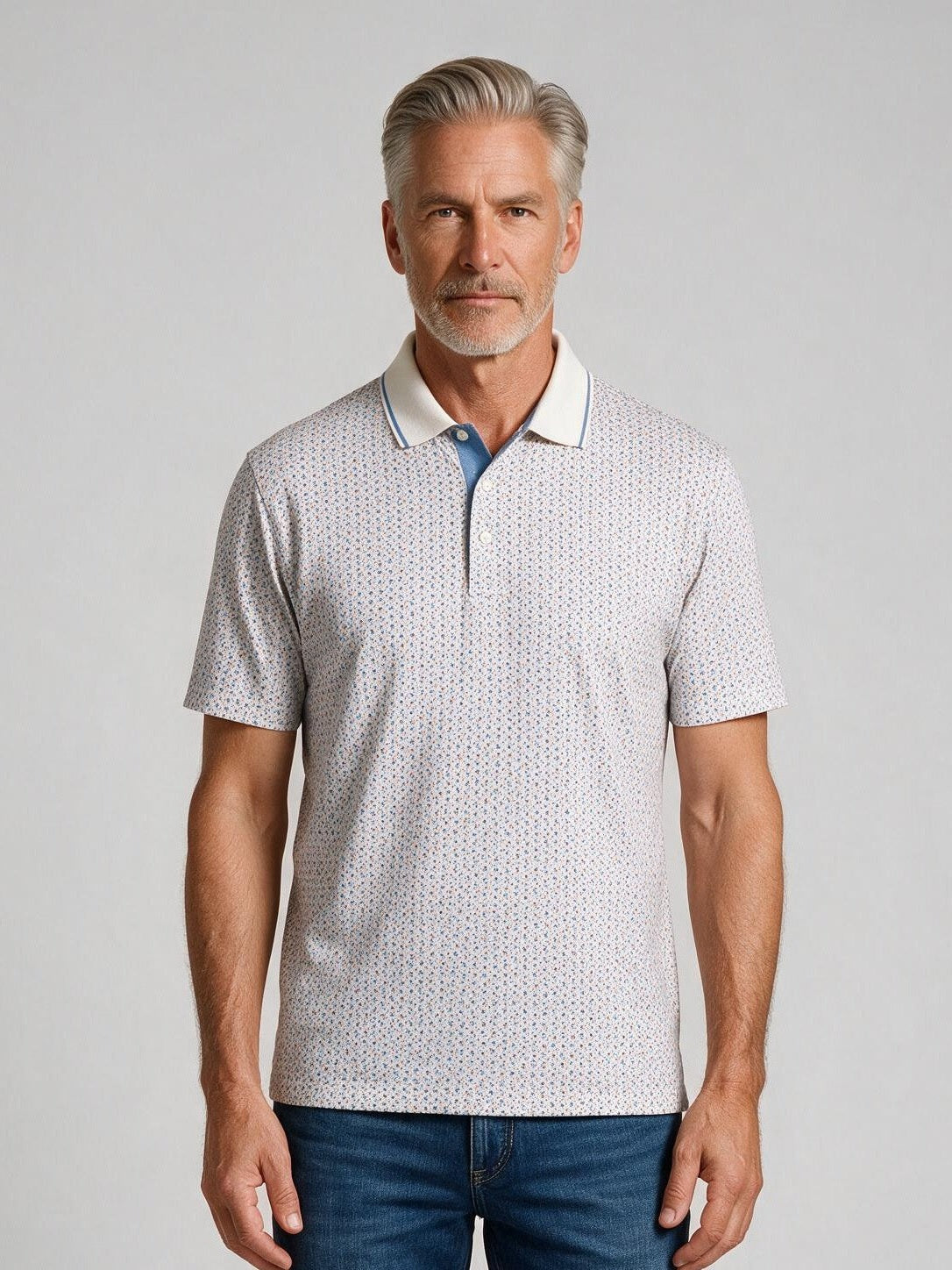 Bugatchi Ooohcotton S/S Vidal Polo, Sand, detail | Mondo Uomo Naples FL