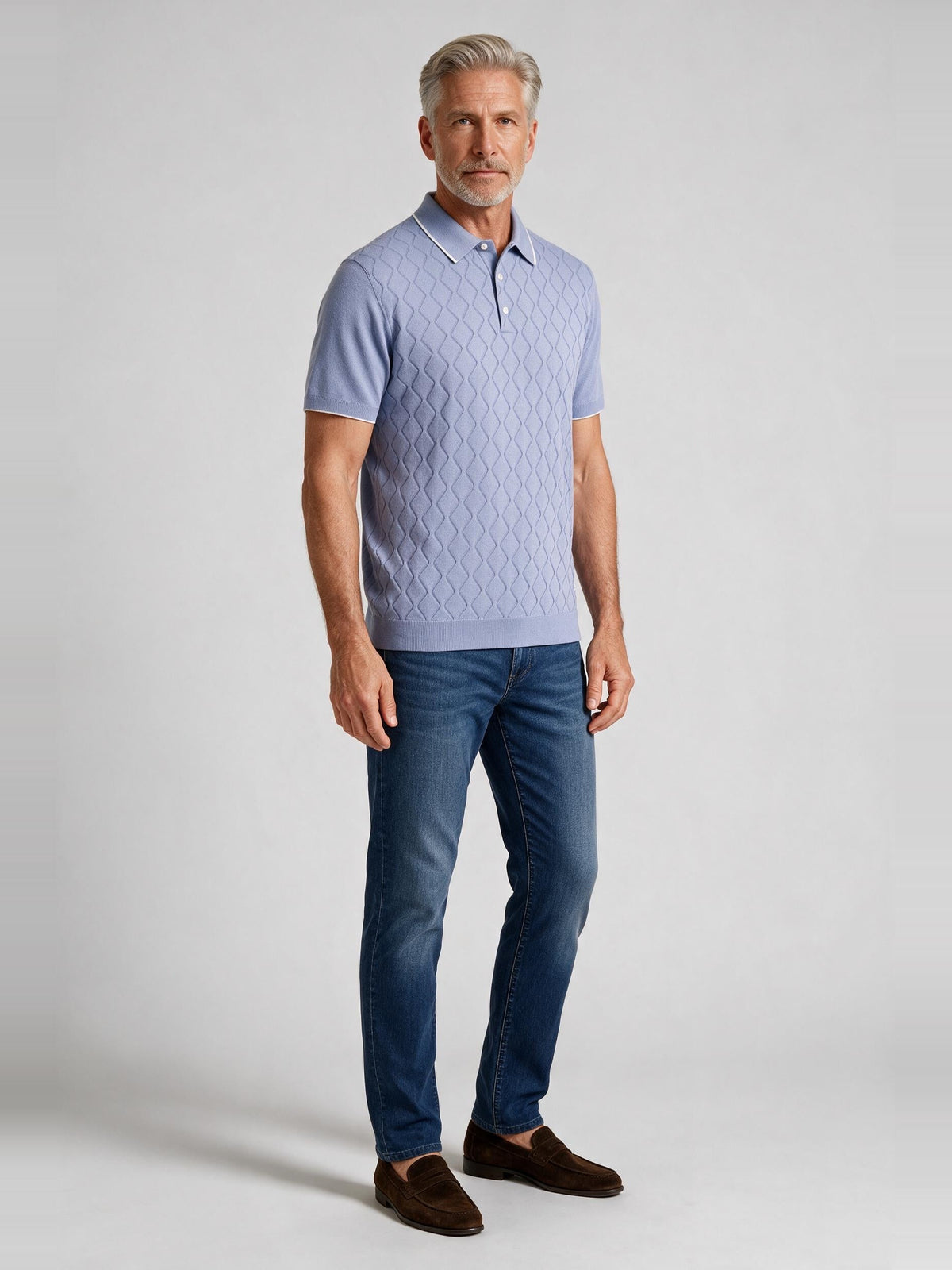Bugatchi S/S Argyle Polo Sweater, Air Blue | Mondo Uomo Naples FL