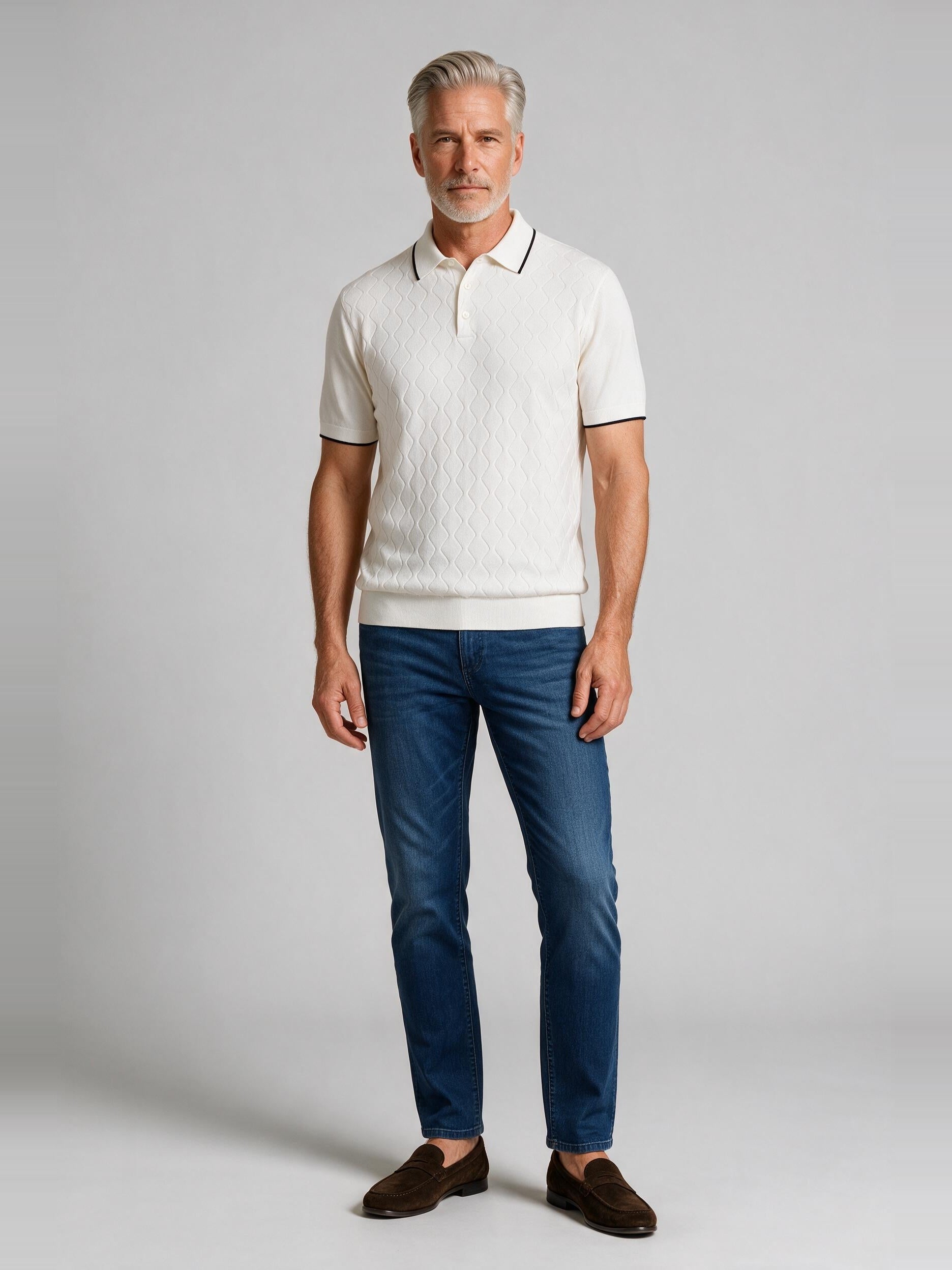 Bugatchi S/S Argyle Polo Sweater, Chalk | Mondo Uomo Naples FL