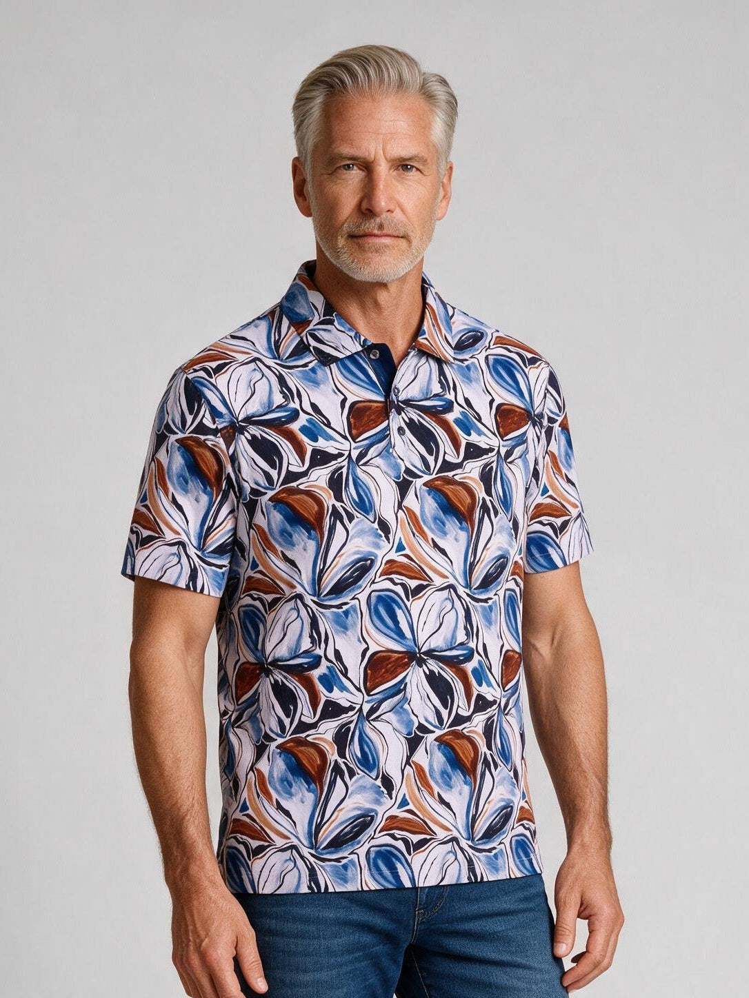 Bugatchi S/S Hendrix Polo, Classic Blue, detail | Mondo Uomo Naples FL