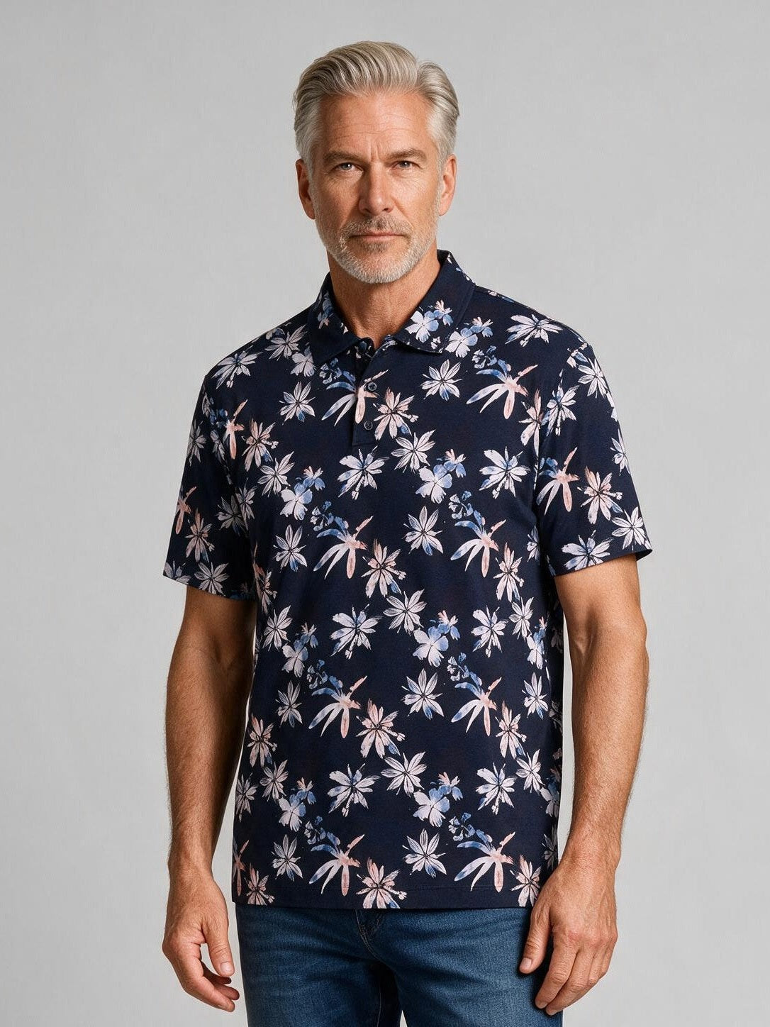 Bugatchi S/S Hendrix Polo, Navy, detail | Mondo Uomo Naples FL