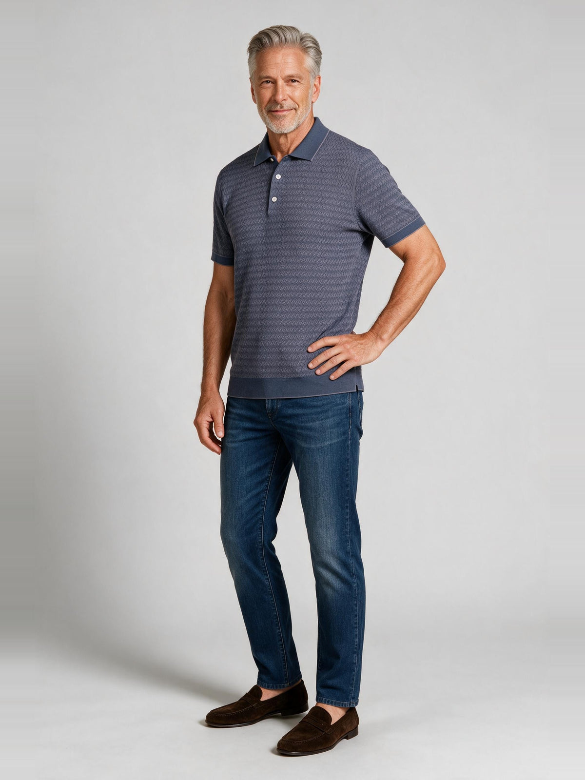 Bugatchi S/S Polo Sweater, Hazy Blue | Mondo Uomo Naples FL