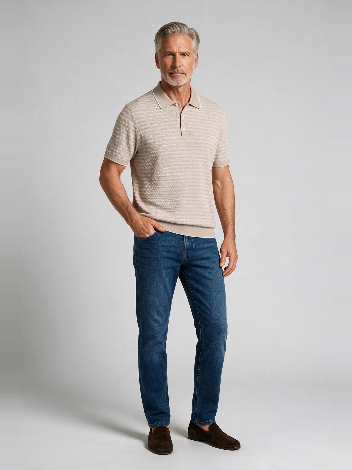 Bugatchi S/S Polo Sweater, Oatmeal | Mondo Uomo Naples FL
