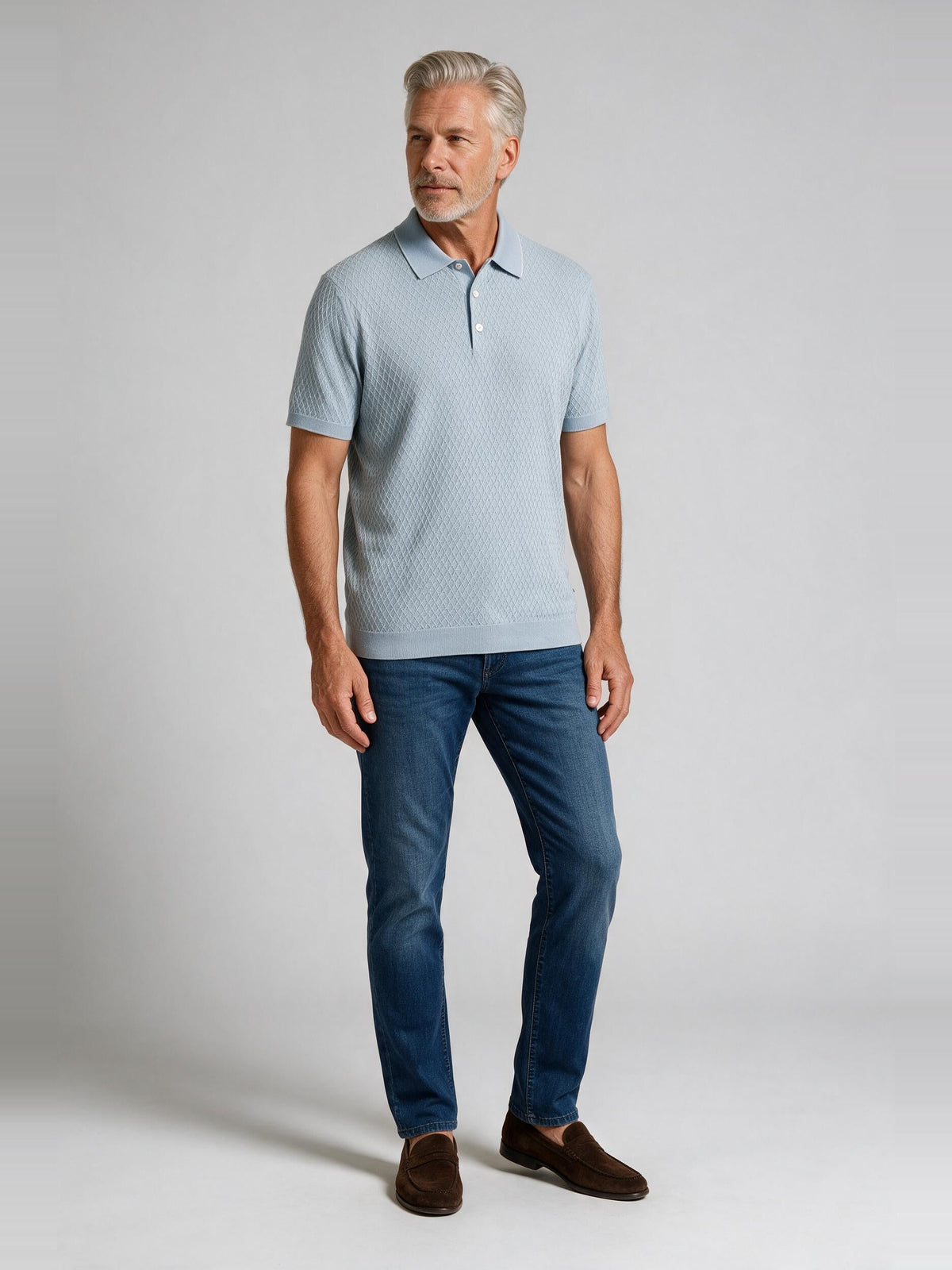 Bugatchi S/S Polo Sweater, Steel | Mondo Uomo Naples FL