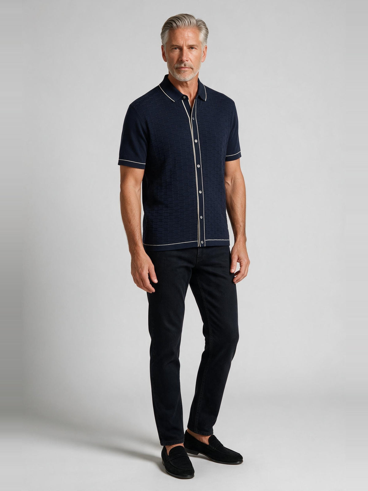 Bugatchi S/S Shirt Sweater, Navy | Mondo Uomo Naples FL