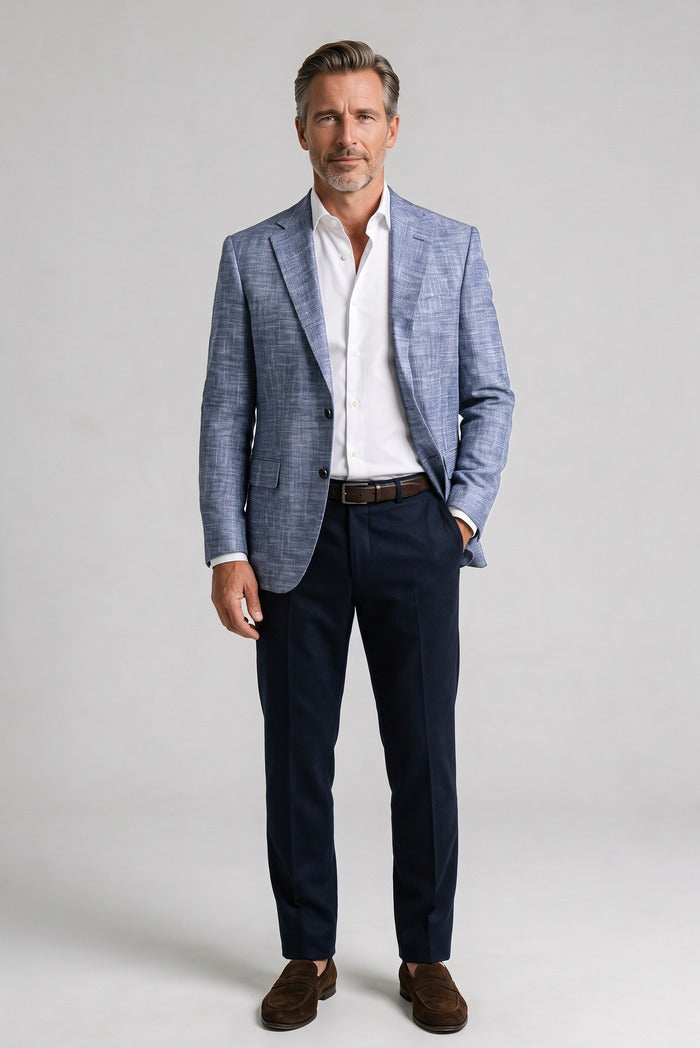 Jack Victor Conway Wool & Silk Slub Sport Coat, Blue – view 5