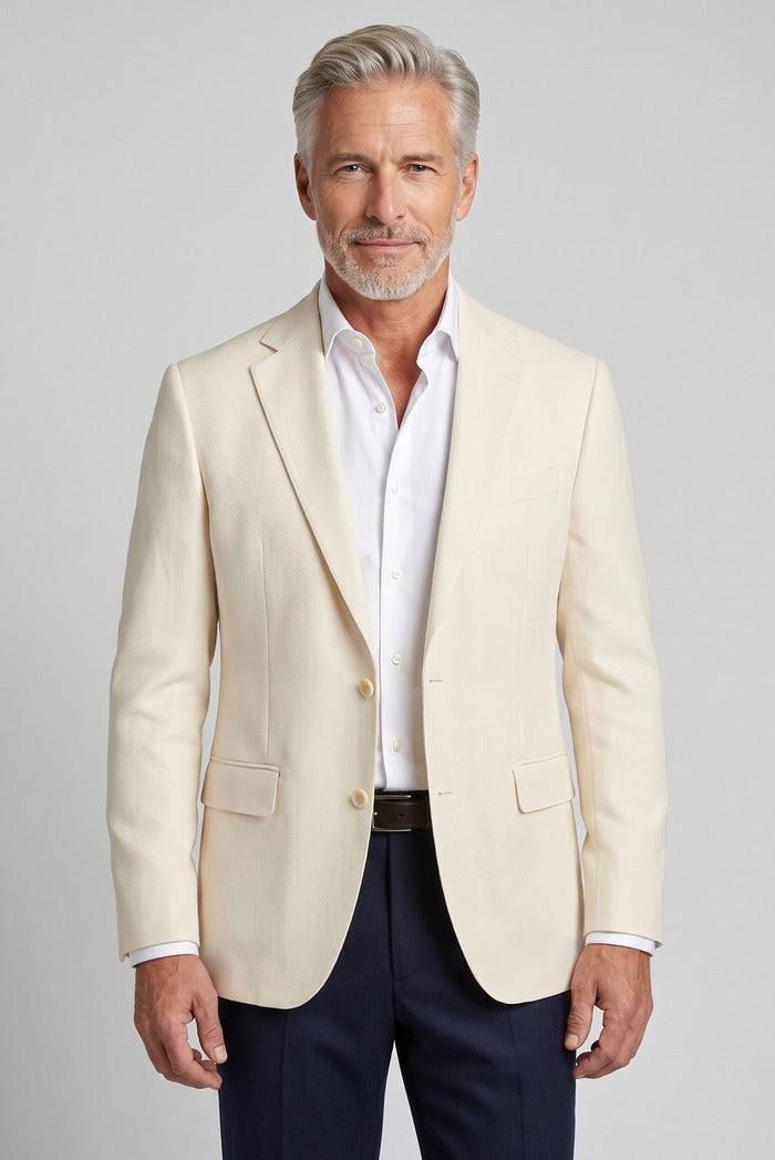 Jack Victor Century Wool, Silk & Linen Sport Coat, Ecru – view 2