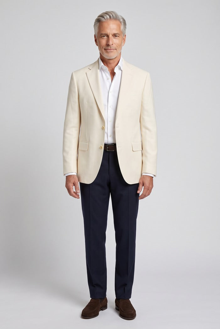 Jack Victor Century Wool, Silk & Linen Sport Coat, Ecru – view 5