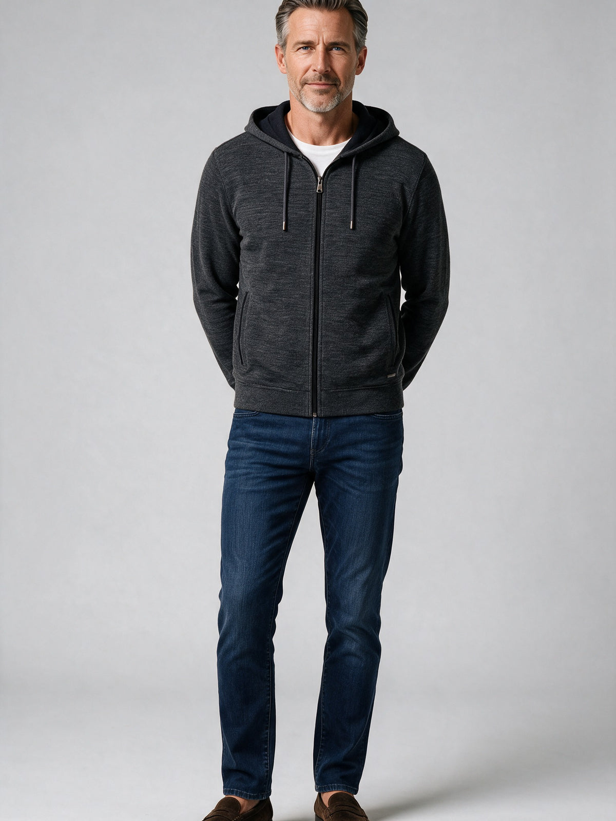 Bugatchi L/S Full-Zip Hoodie, Anthracite – view 3