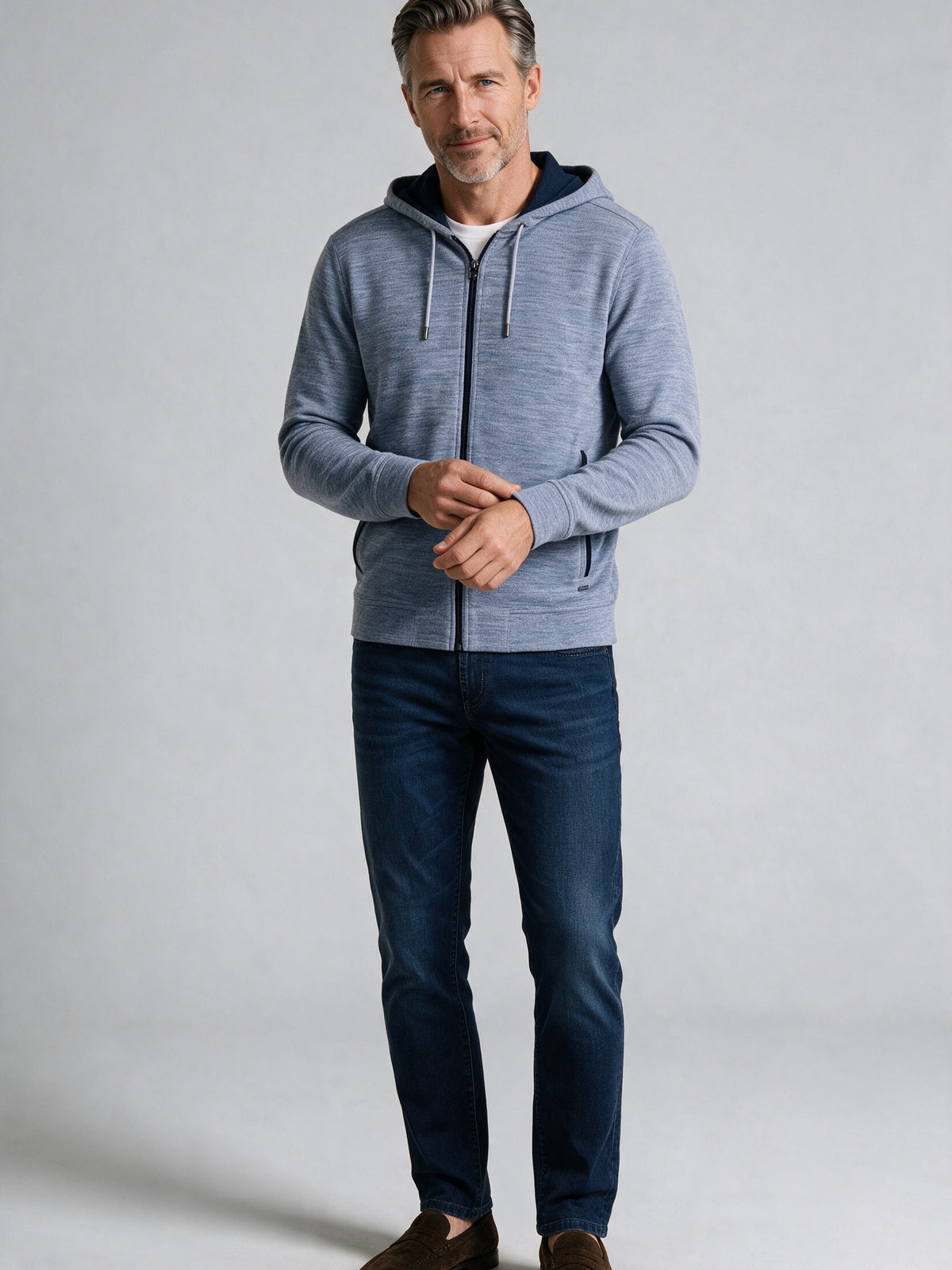 Bugatchi L/S Full-Zip Hoodie, Slate – view 3