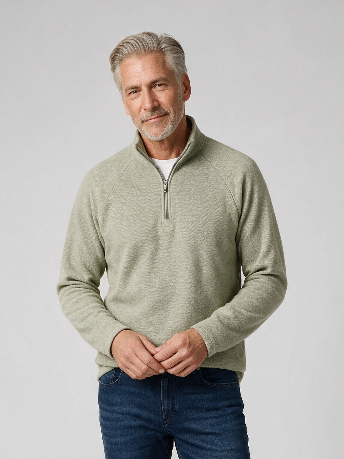 Bugatchi L/S Quarter-Zip Knit, Avocado – view 2