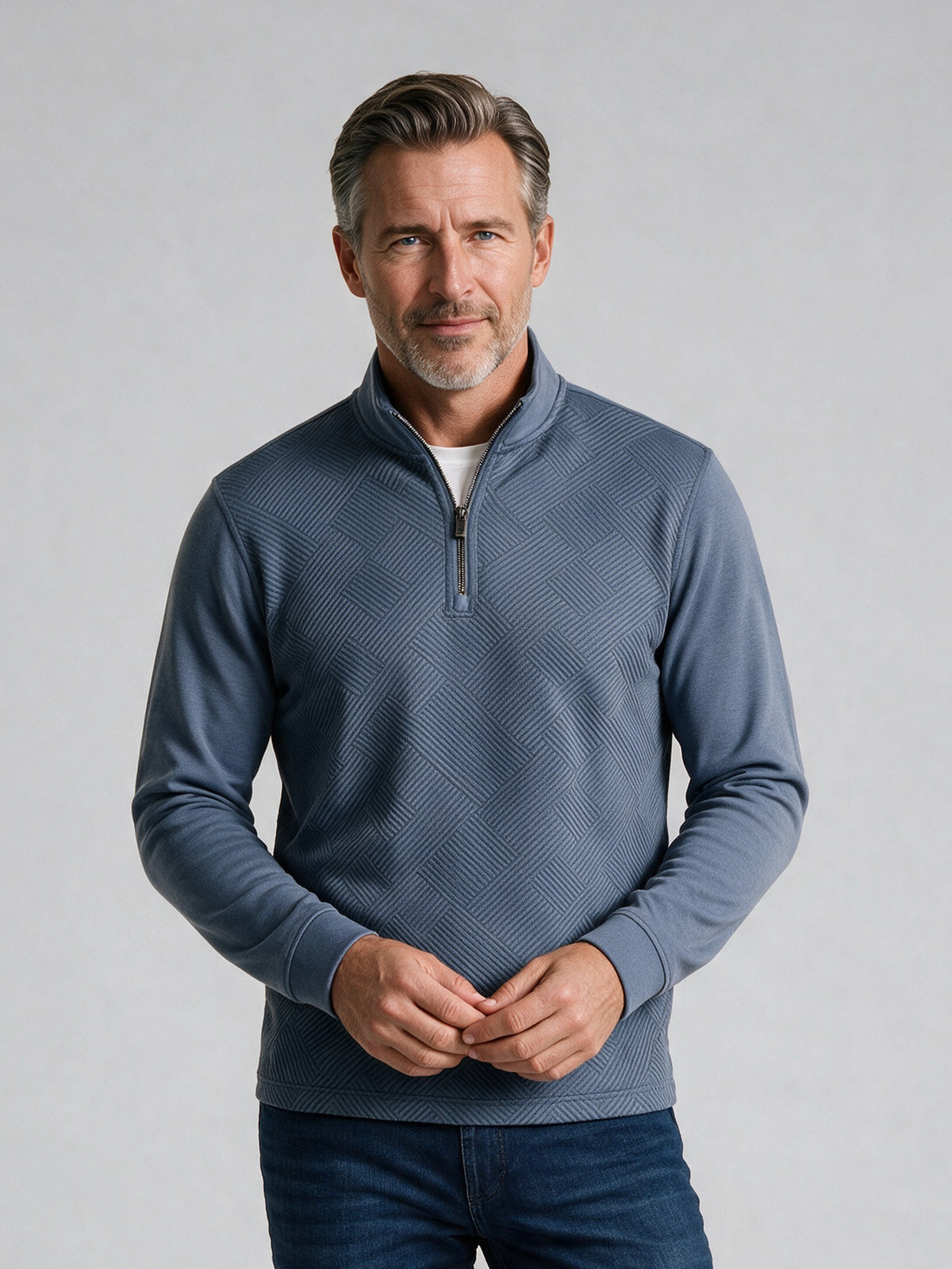Bugatchi Soft Touch Quarter-Zip Knit, Steel – view 2