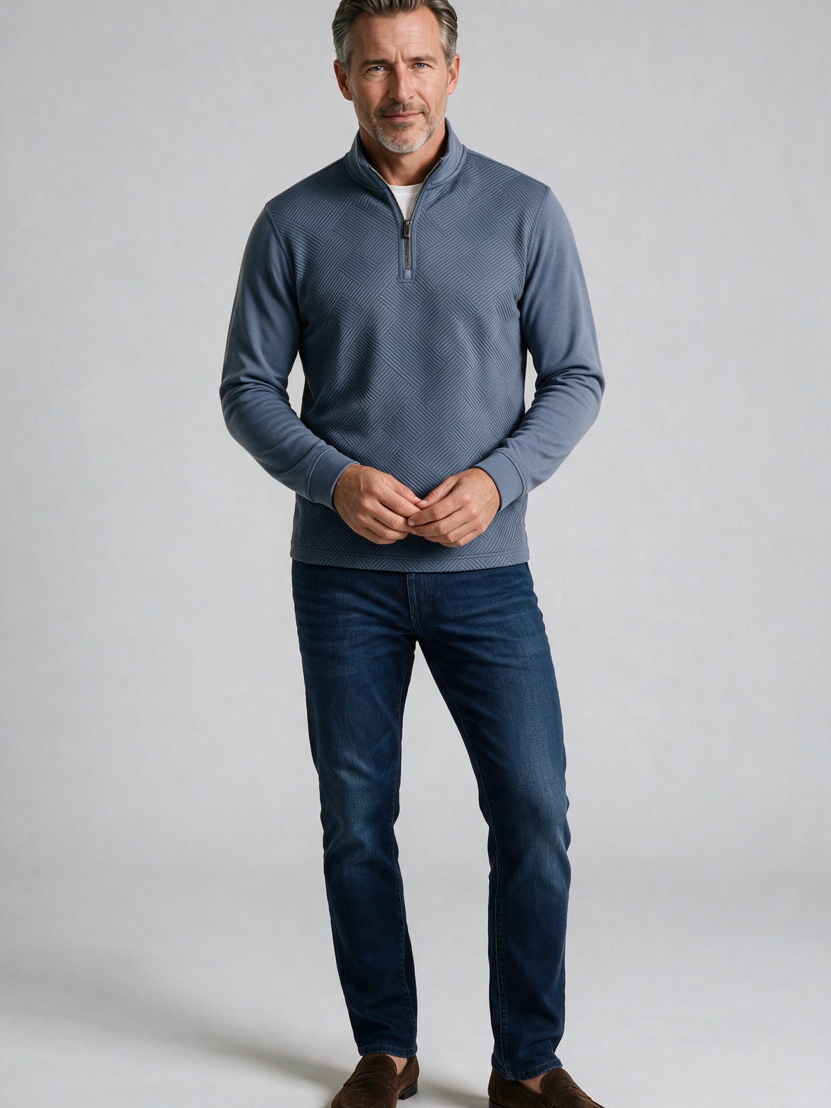 Bugatchi Soft Touch Quarter-Zip Knit, Steel – view 3