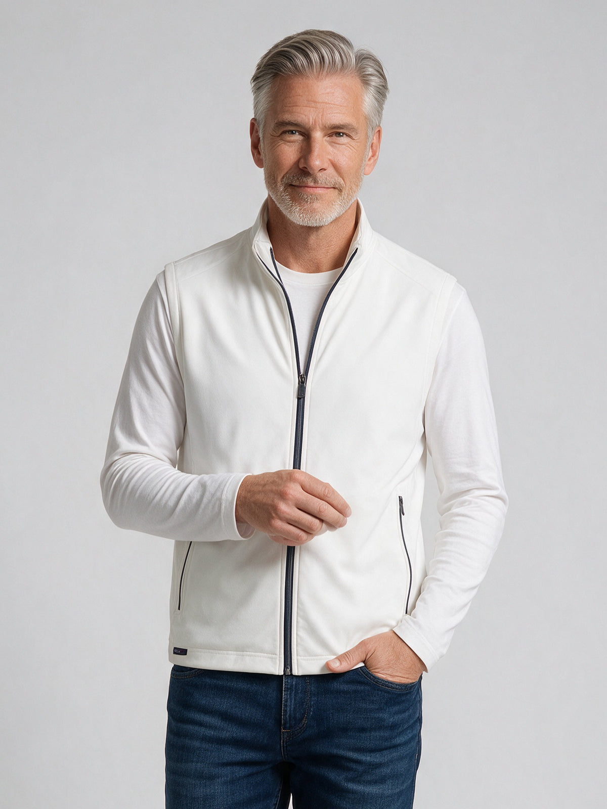 Bugatchi Soft Touch Knit Vest, Chalk – view 2