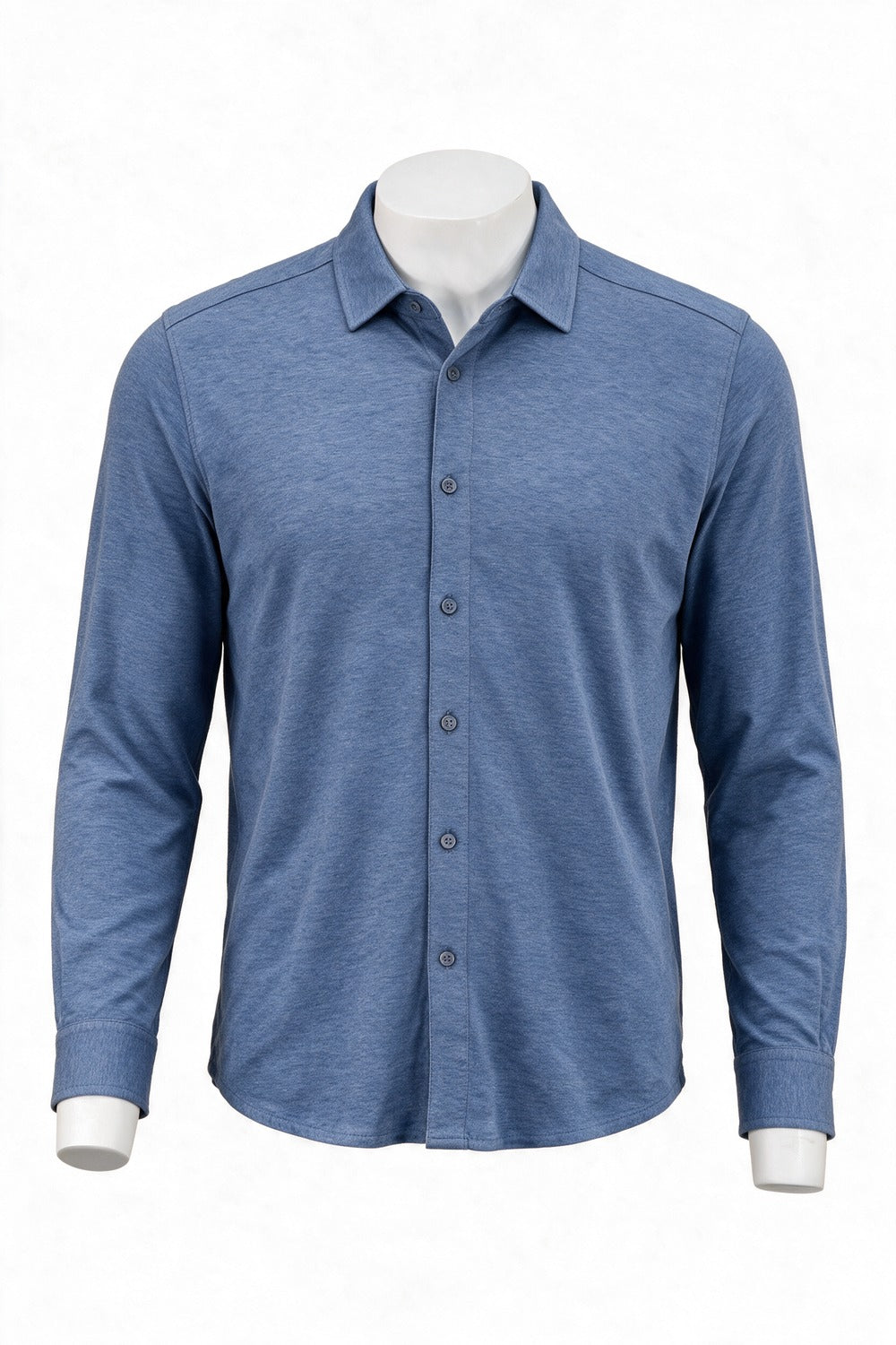 Raffi Aqua Cotton Marquee Shirt in Jean | Mondo Uomo Naples FL #Color_Jean