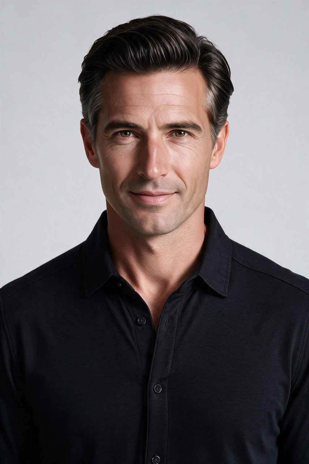 Raffi Aqua Cotton Marquee Shirt in Black – close-up #Color_Black