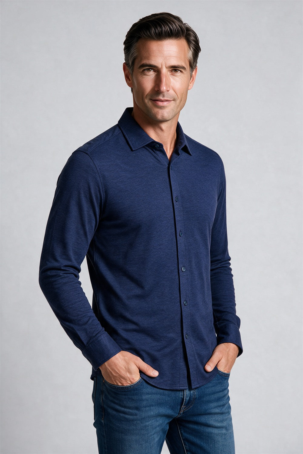 Raffi Aqua Cotton Marquee Shirt in Ocean | Mondo Uomo Naples FL #Color_Ocean