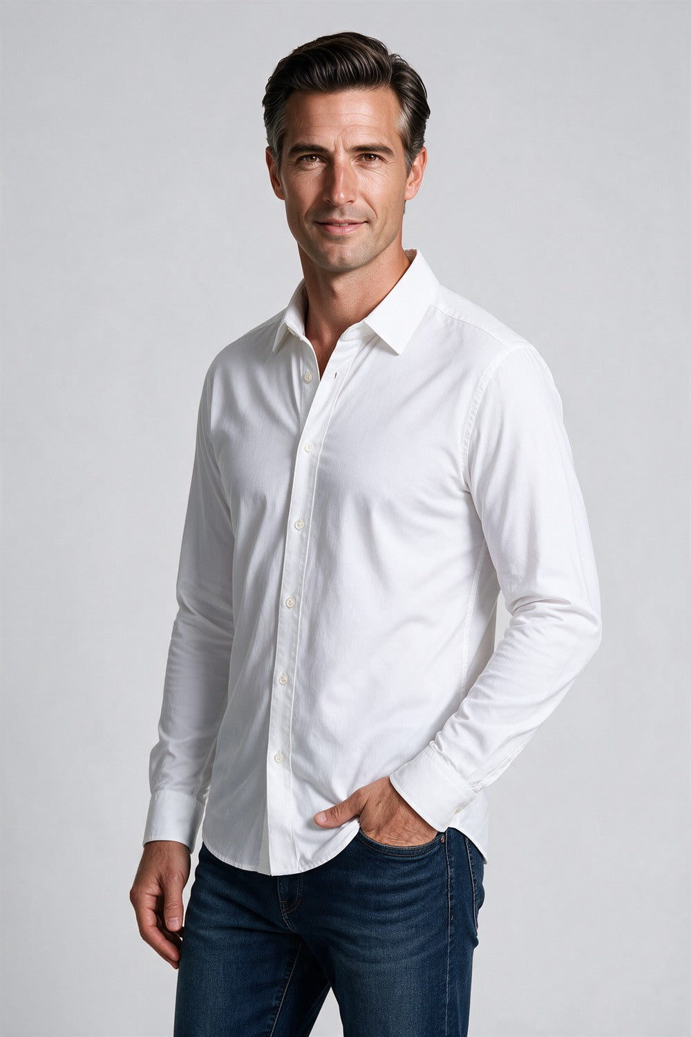 Raffi Aqua Cotton Marquee Shirt in White | Mondo Uomo Naples FL #Color_White