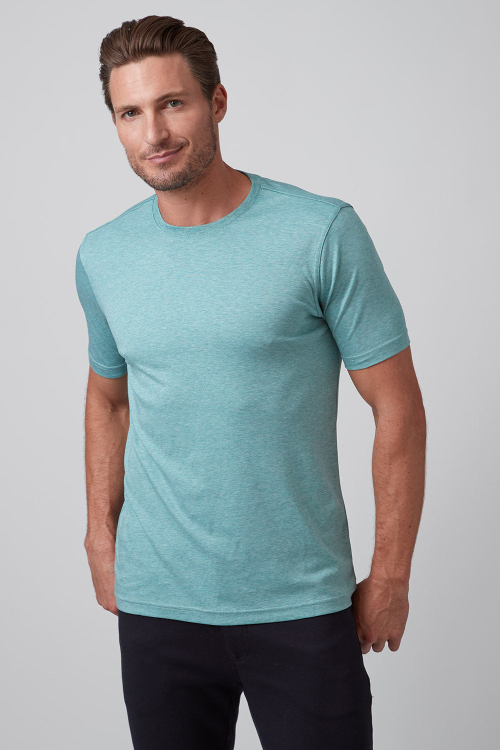Raffi Aqua Cotton Lafayette Crew Neck Tee in Seaglass | Mondo Uomo Naples FL #Color_Seaglass