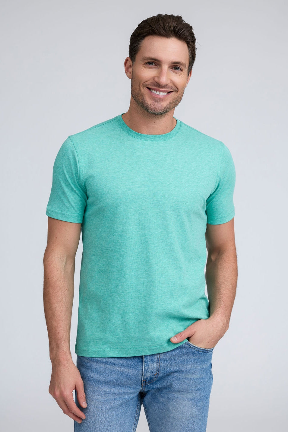 Raffi Aqua Cotton Lafayette Crew Neck Tee in Spearmint – view 2 #Color_Spearmint