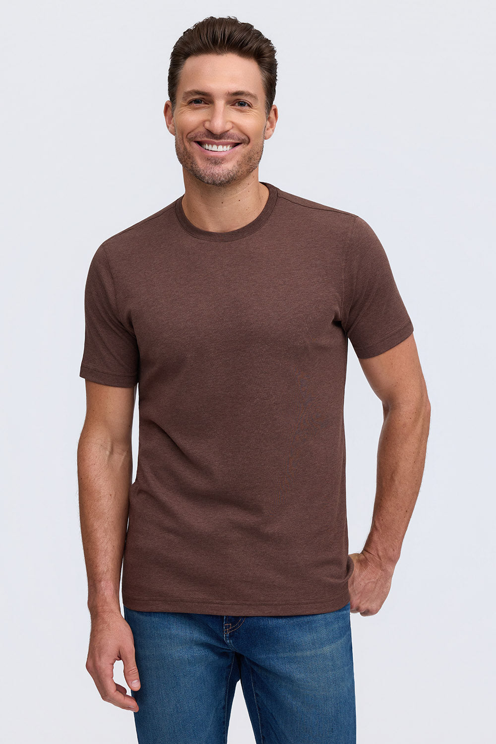 Raffi Aqua Cotton Lafayette Crew Neck Tee in Toffee | Mondo Uomo Naples FL #Color_Toffee