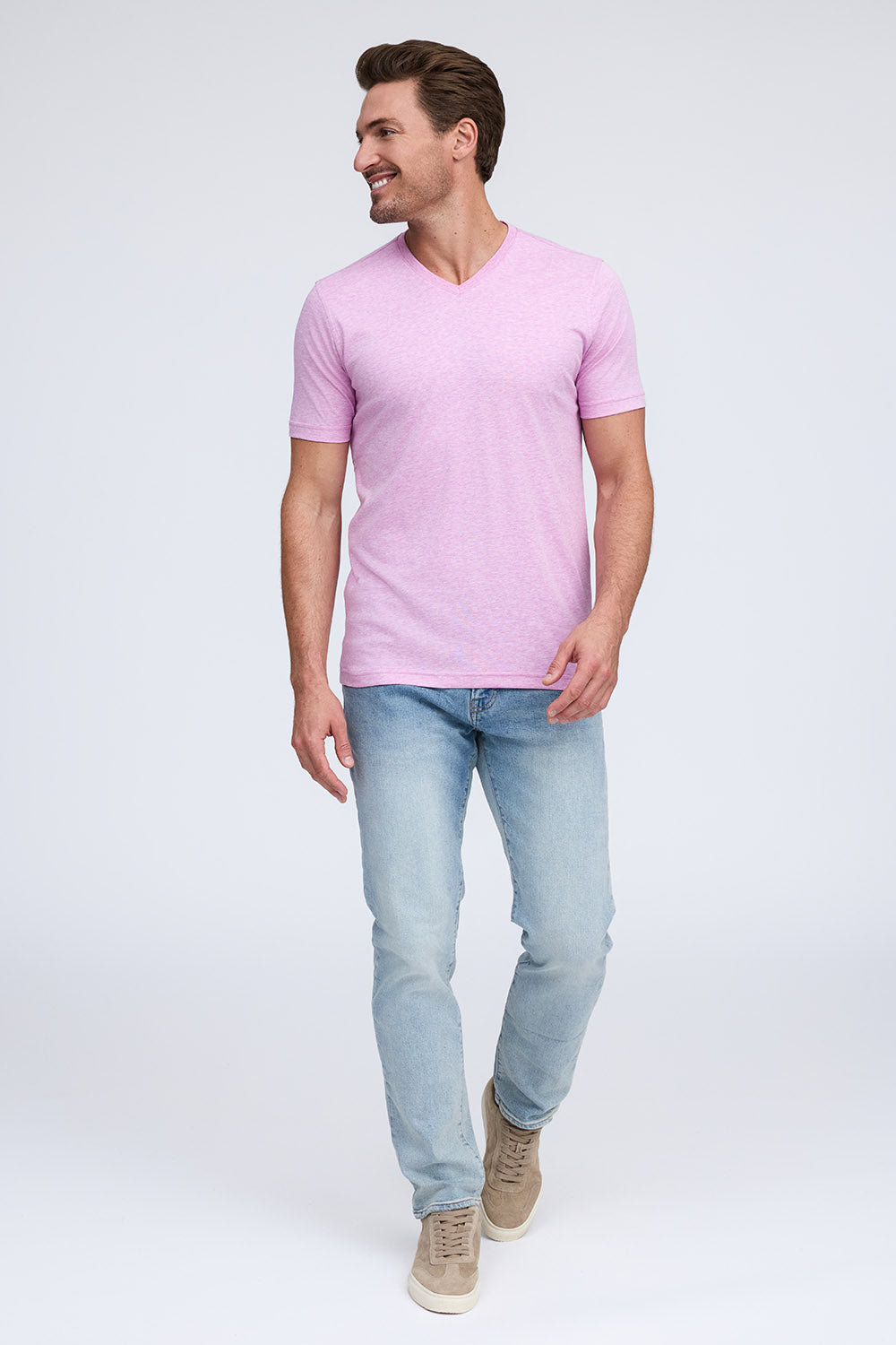 Raffi Aqua Cotton Noah V-Neck Tee in Violet | Mondo Uomo Naples FL #Color_Violet