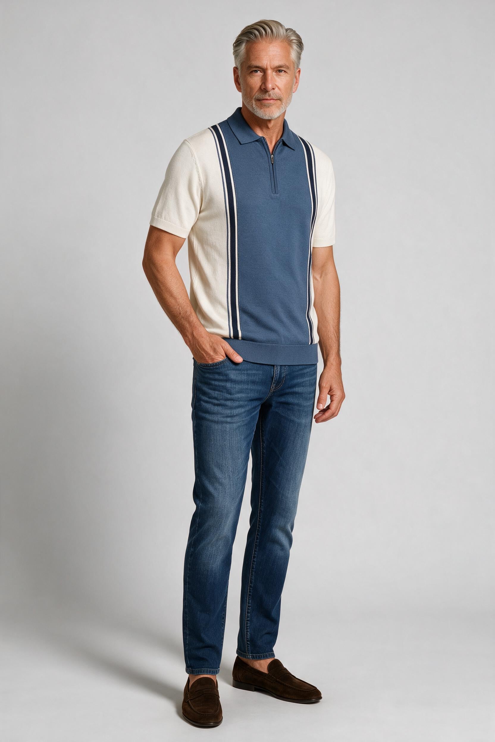 Bugatchi S/S Quarter-Zip Polo Sweater, Air Blue | Mondo Uomo Naples FL