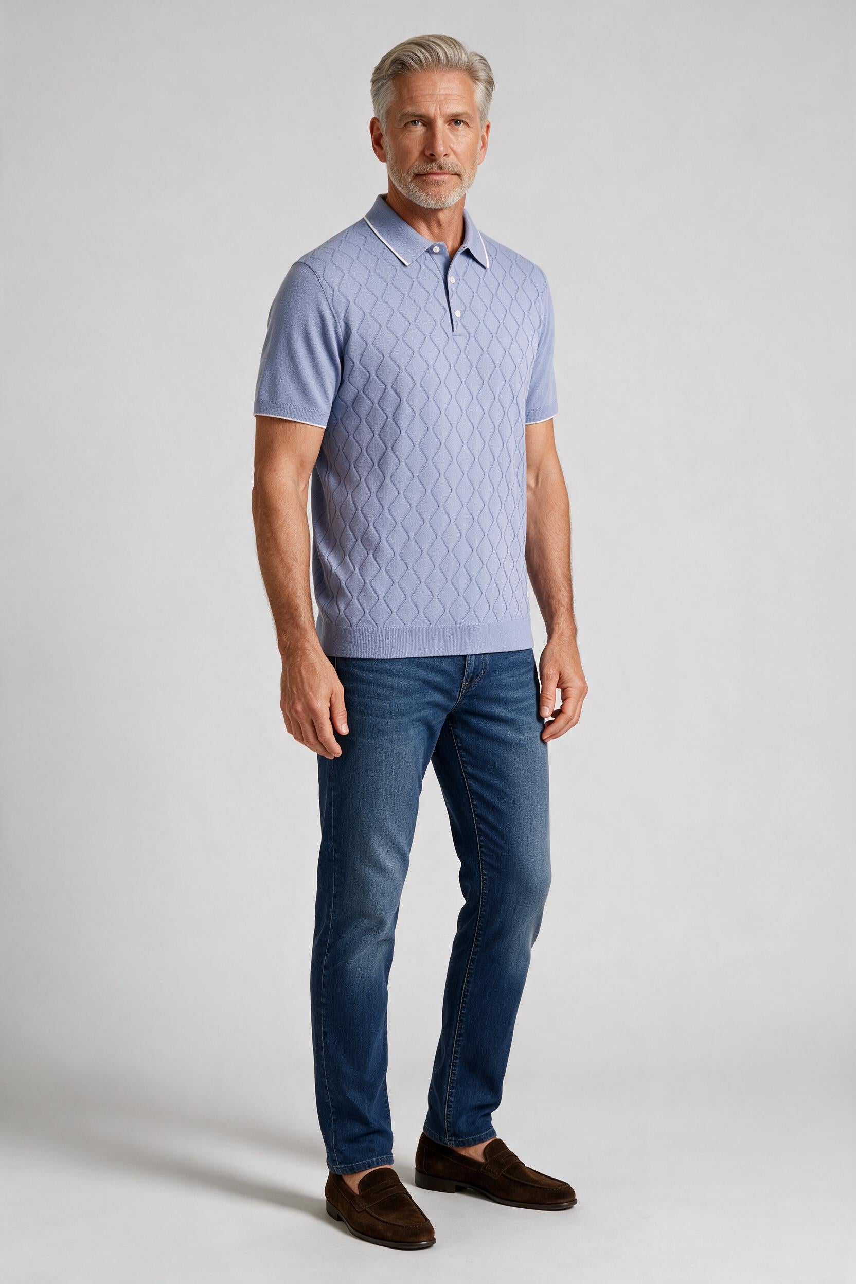 Bugatchi S/S Argyle Polo Sweater, Air Blue | Mondo Uomo Naples FL