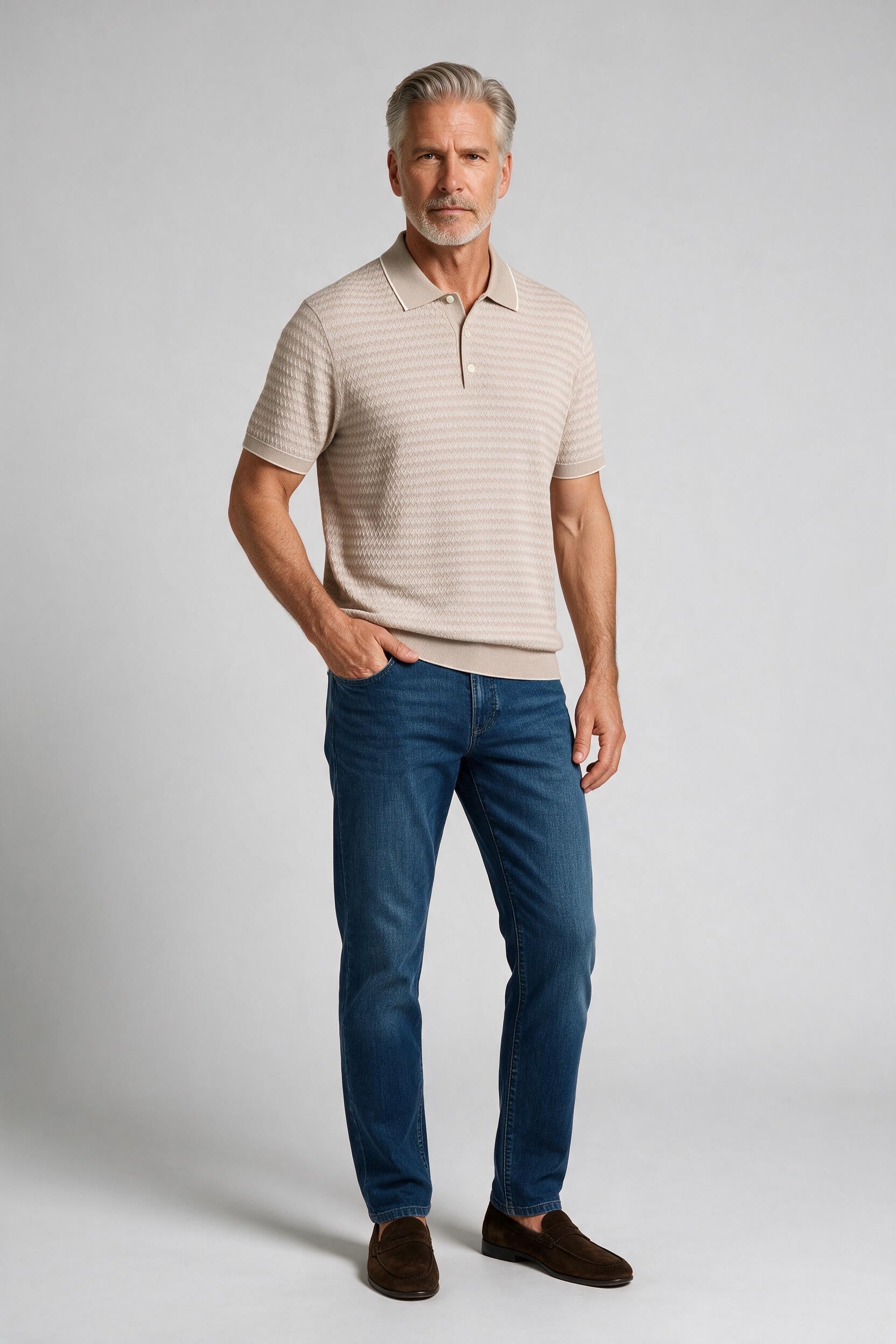 Bugatchi S/S Polo Sweater, Oatmeal | Mondo Uomo Naples FL