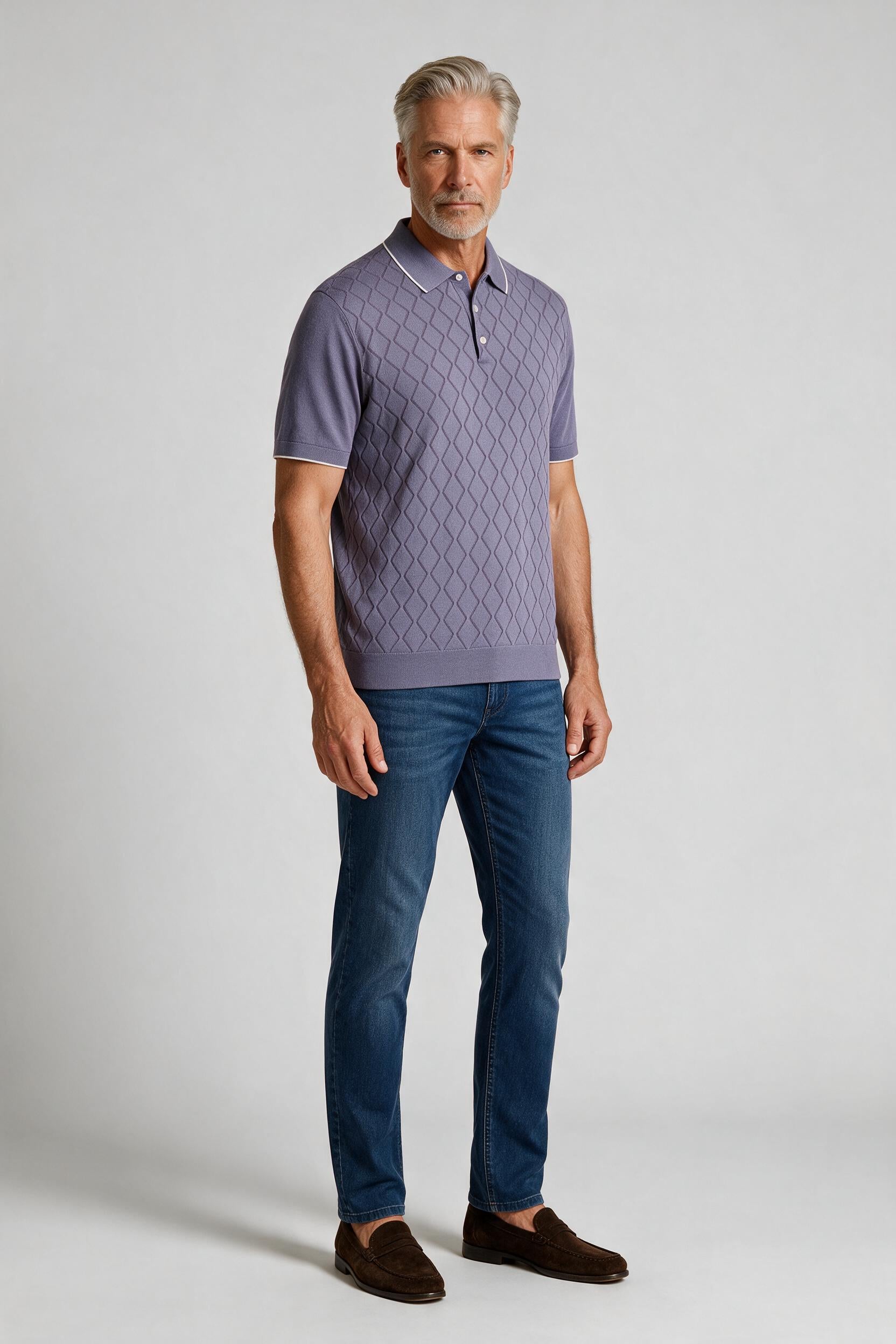 Bugatchi S/S Argyle Polo Sweater, Orchid | Mondo Uomo Naples FL