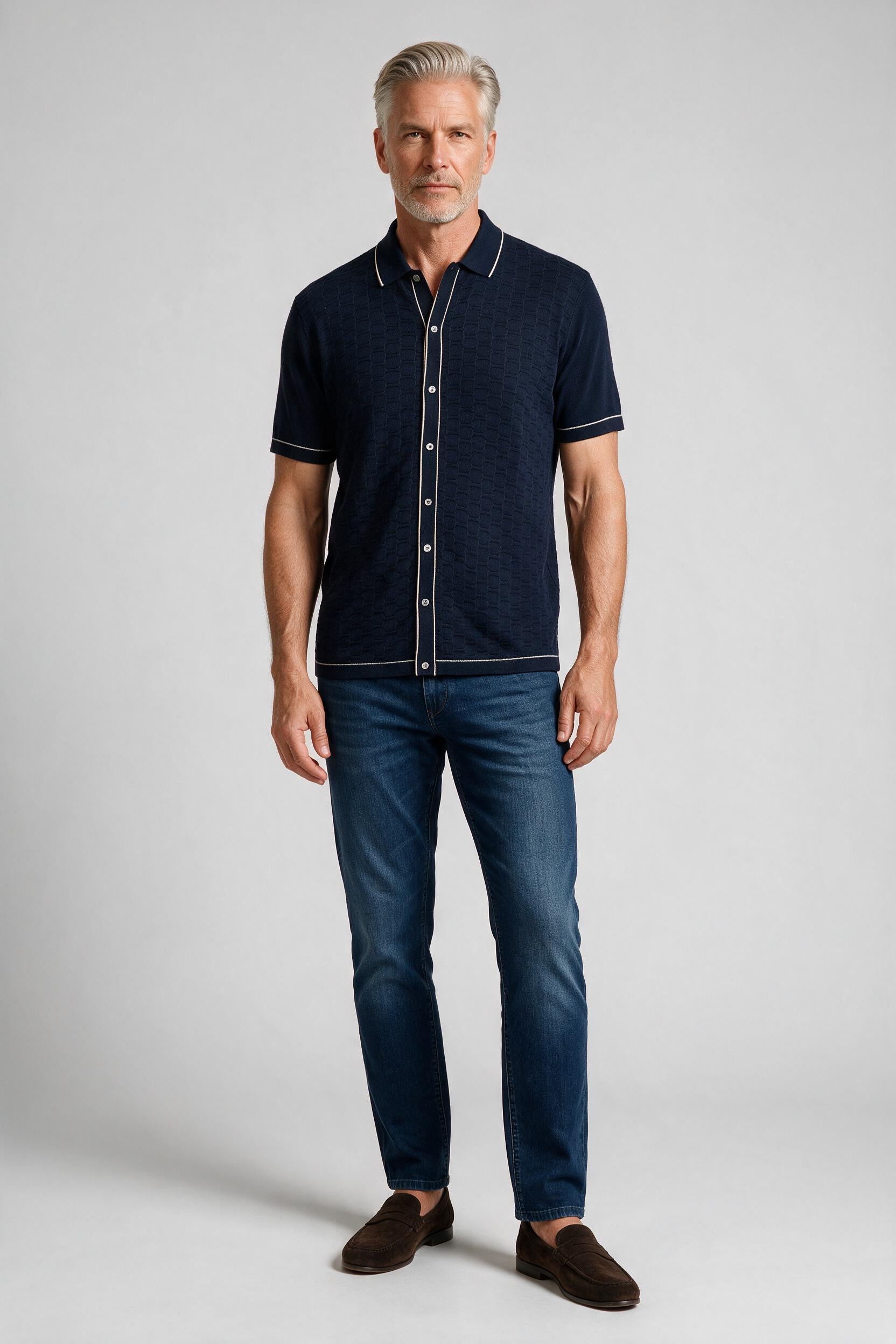 Bugatchi S/S Shirt Sweater, Navy | Mondo Uomo Naples FL