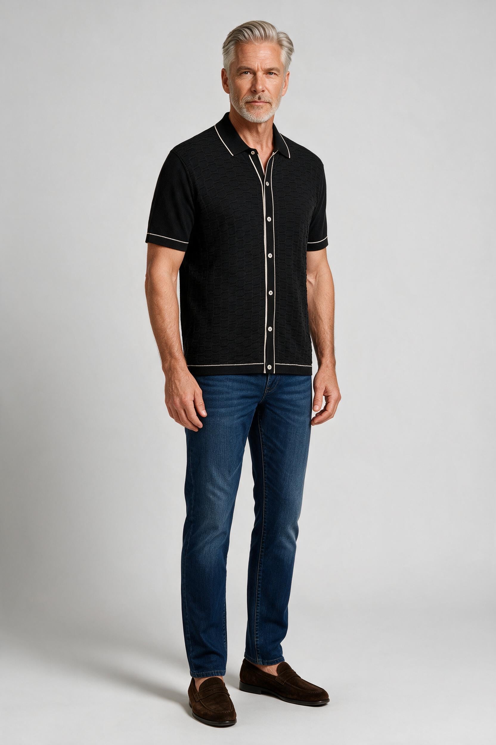Bugatchi S/S Shirt Sweater, Black | Mondo Uomo Naples FL