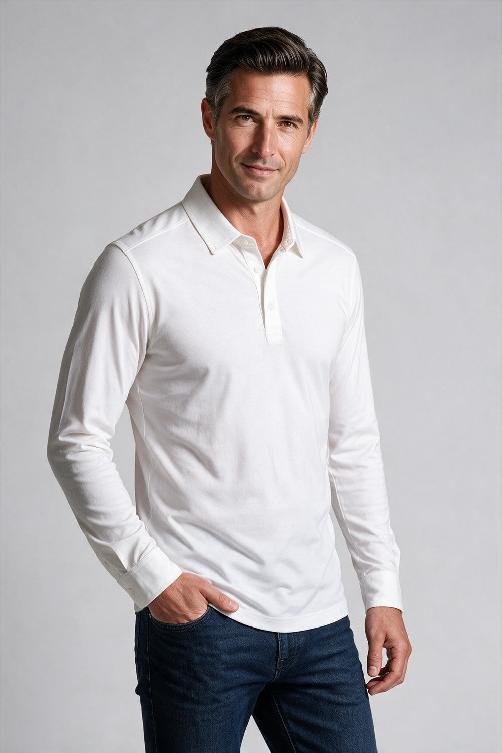 Raffi Aqua Cotton Riviera Polo in White | Mondo Uomo Naples FL #Color_White