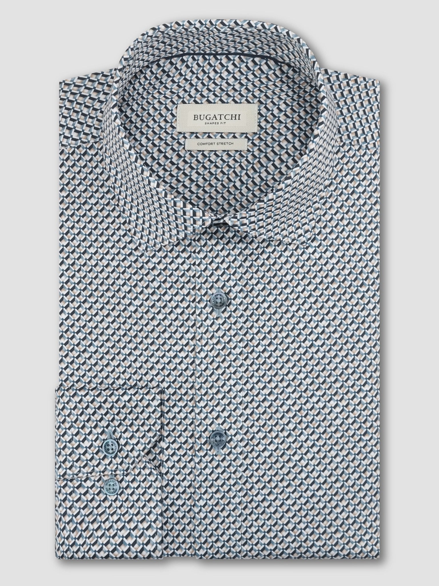Bugatchi L/S Axel Shirt, Teal | Mondo Uomo Naples FL