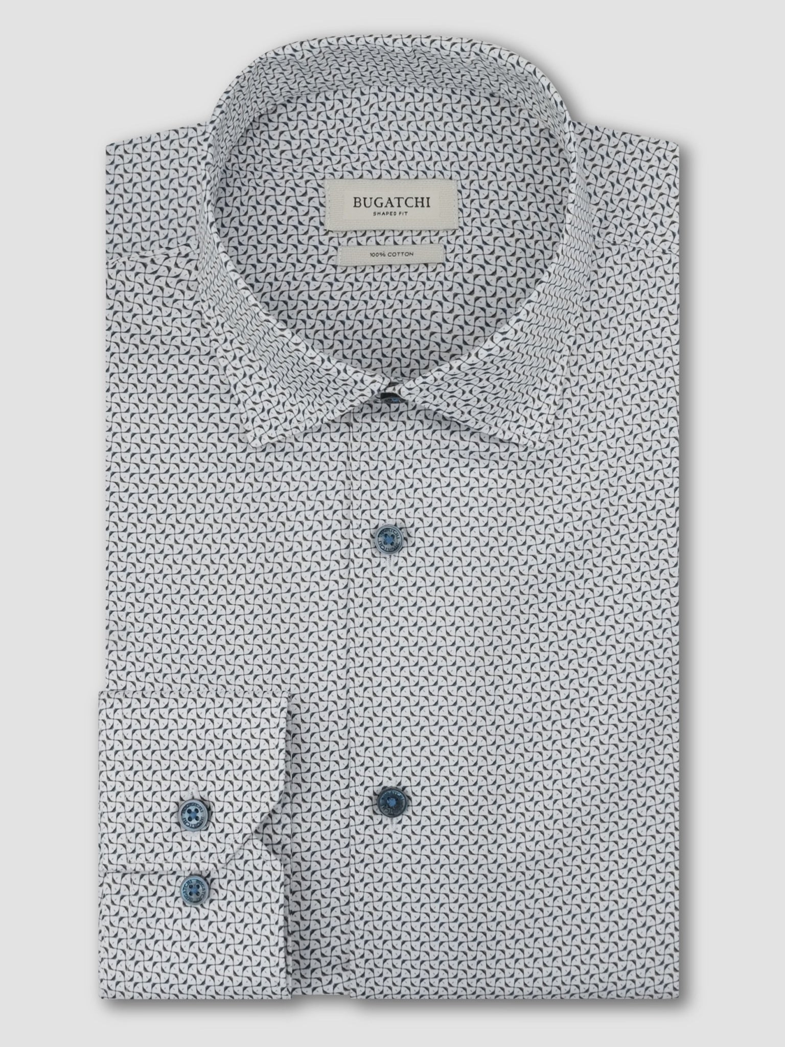 Bugatchi L/S Alvin Shirt, Marine Blue | Mondo Uomo Naples FL