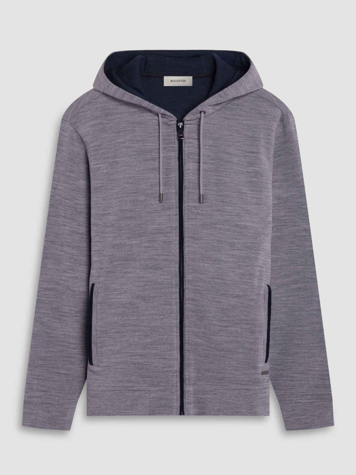 Bugatchi L/S Full-Zip Hoodie, Slate | Mondo Uomo Naples FL
