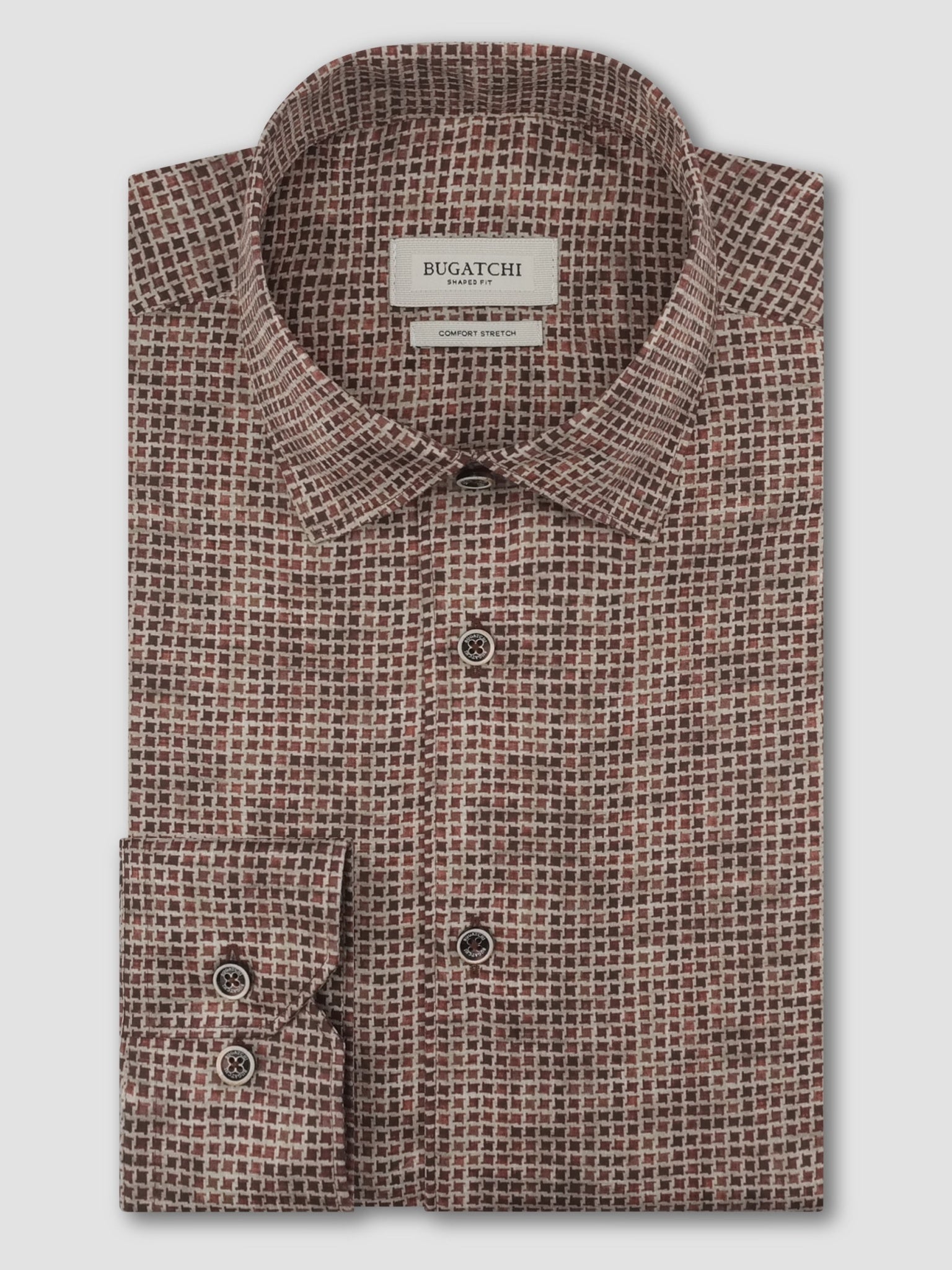 Bugatchi L/S Alvin Shirt, Sienna | Mondo Uomo Naples FL
