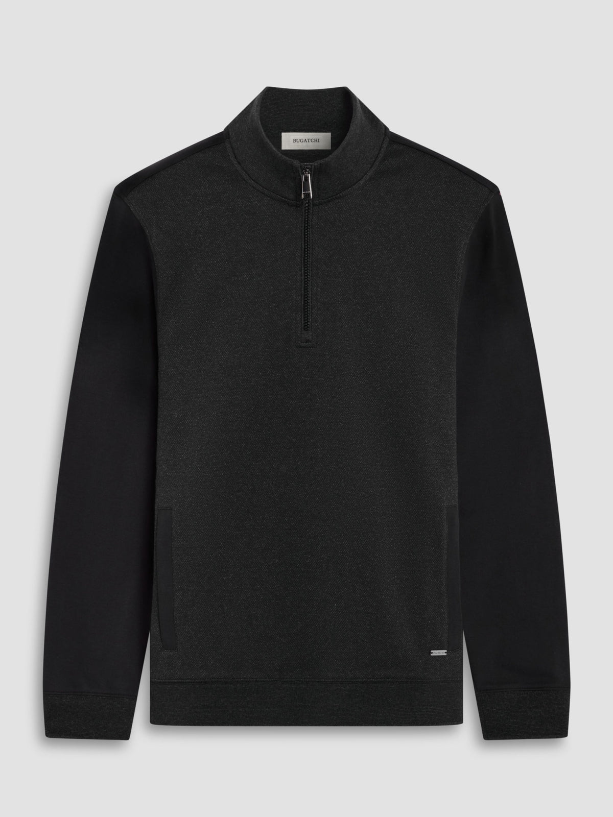 Bugatchi L/S Quarter-Zip Knit, Black | Mondo Uomo Naples FL