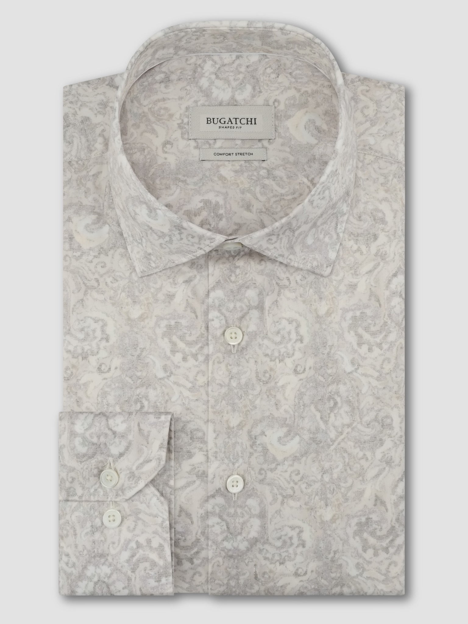 Bugatchi L/S Axel Shirt, Limestone | Mondo Uomo Naples FL